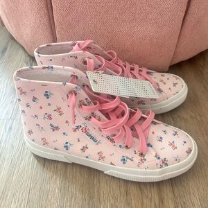 Superga Pink Floral High Top Sneakers